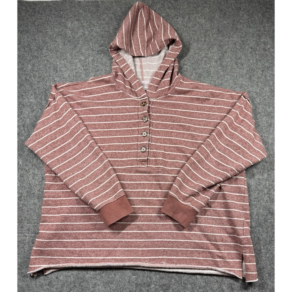 Maurices 1/4 Button‎ Hoodie Sweatshirt Stripe Long Sleeves Women's 2X Stretch